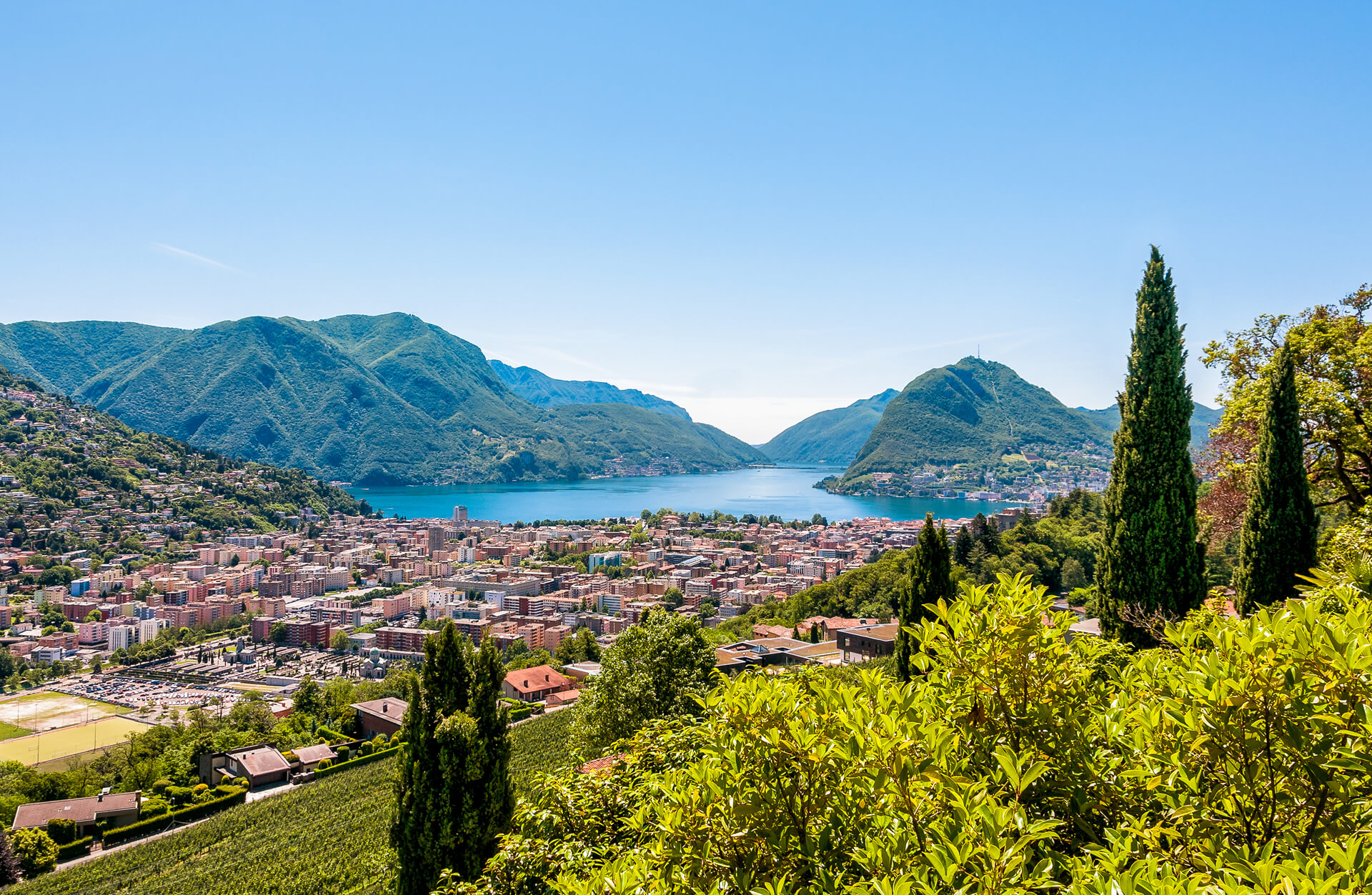 Landscape of Lake Lugano - Ticino Switzerland